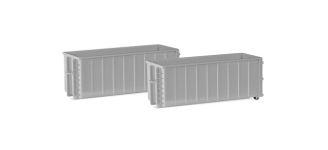 Herpa 053884-002 - H0 - Abrollmulden gerippt - grau (2 Stück)